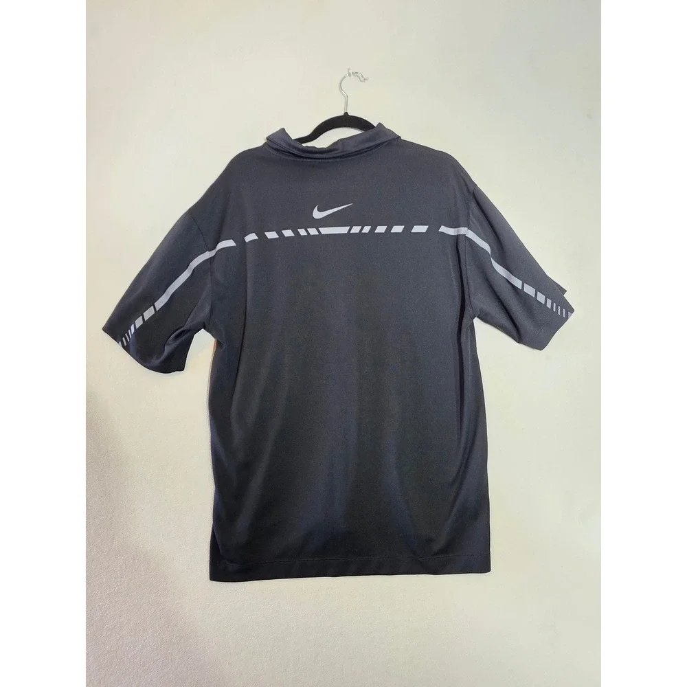 Nike Golf Mens Dri-FIT Black Polo Shirt Short Sleeve GAF Logo Large
